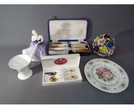 A good mixed lot to include a Royal Doulton lady figurine entitled Happy Anniversary HN3097, also included in the lot are Wed