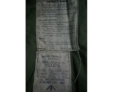 A 1950s British army Sateen Combat Smock and trousers