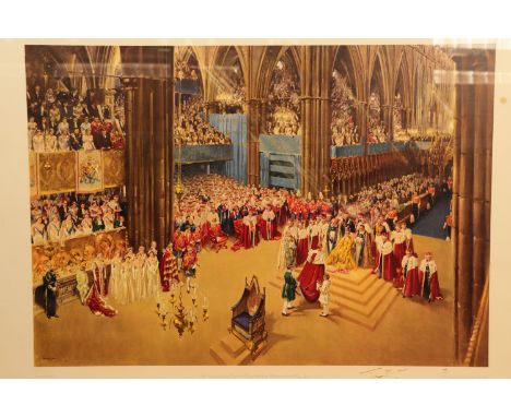Terence Cuneo (1907-1996) Signed limited edition print depicting the Coronation of Queen Elizabeth II, offset lithograph, sig
