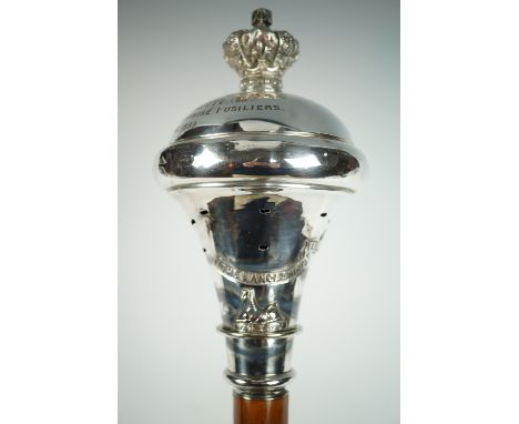 A Victorian 3rd Volunteer Battalion Lancashire Fusiliers presentation Drum major's mace by Potter &amp; Co of Aldershot, the 