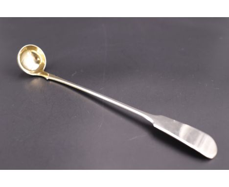 A Victorian silver fiddle pattern condiment spoon / ladle, RT, Glasgow, 1862, 15 cm