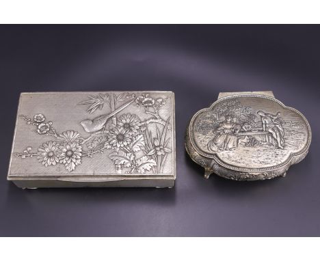 Two electroplate trinket or jewellery boxes, largest 15 cm x 9 cm