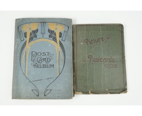 Two early 20th Century postcard albums and cards including military, belles, humorous, British and European tourist cards, Cu