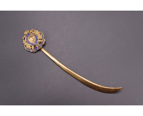 An early 20th Century Canadian Mounted Police sweetheart hair ornament by J R Gaunt, Montreal