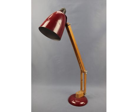 A wooden adjustable desk lamp, circa 1950s
