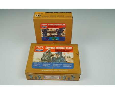 A 1970s Timpo Modern Army series Second World War German Stretcher Team plastic model soldier set in original carton, togethe