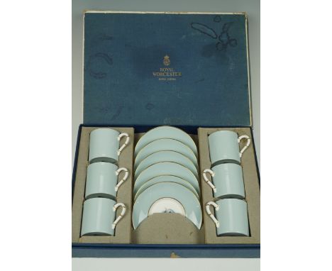 A cased Royal Worcester Woodland pattern coffee set