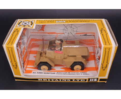 A Britains 9784 die-cast toy 8th Army Scout car in original carton