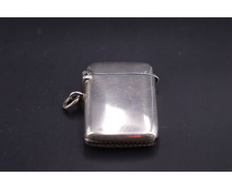 A silver fob Vestas case, of plain cushion form, W H Haseler Ltd, Birmingham, 1921, 38 mm x 28 mm