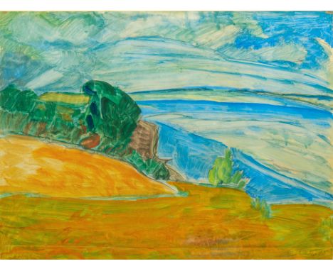 Erich Heckel (Döbeln 1883 - Radolfzell/Bodensee 1970). Blick aufs Meer. 1920. Gouache über Bleistift. 46,5 x 62 cm. Ungerahmt