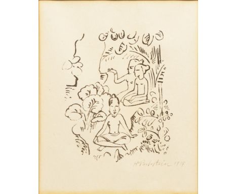 Hermann Max Pechstein (Zwickau 1881 - Berlin 1955). Südseereise. 1919. Lithographie. 24 x 19,5 cm. R. u. mit Bleistift sign. 