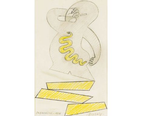 Victor Vasarely (Pécz 1908 - Paris 1998). Taeniasis. Bunt- und Bleistift/Papier/Karton. 26,5 x 16,5 cm. R. u. sign. Vasarely,