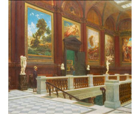 Julius von Ehren (Altona 1864 - Hamburg 1944). In der Hamburger Kunsthalle. 1930. Öl/Lw. 82 x 90,5 cm. R. u. sign. und dat. J