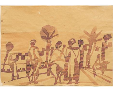 Eduard Bargheer (Hamburg 1901 - Hamburg 1979). Vor Marrakesch. 1961. Aquarell. 22 x 30 cm. R. u. mit Bleistift sign. und dat.