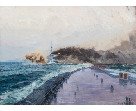 Claus Bergen (Stuttgart 1885 - Lenggries 1964). SMS Markgraf. 1916. Gouache. 74 x 99 cm. R. u. sign. und dat. Claus Bergen 19