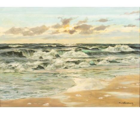 Patrick von Kalckreuth (Kiel 1898 - Starnberg 1970). Strandbrandung. Öl/Lw. 61,5 x 80,5 cm. R. u. sign. P. v. Kalckreuth. Kl.