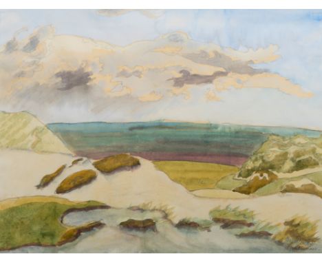Erich Heckel (Döbeln 1883 - Radolfzell/Bodensee 1970). Wattenmeer vor Sylt. 1950. Gouache und Bleistift. 47,5 x 61,5 cm. R. u