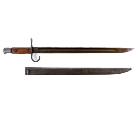 A Japanese WWII type 30 bayonet. With wood handle, hooked quillon, blade with Tokyo or Kokura arsenal mark, blade L 329.5cm, 