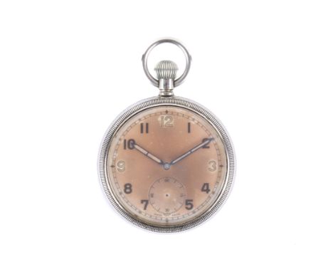 A WWII military Bravingtons of London pocket watch. With Arabic numerals to the face, marked verso GS/TP, military arrow, and