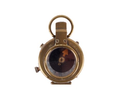 A Short & Mason 1915 military compass in leather holdall. Verner's pattern Mk VII, with mother-of-pearl dial, dated 1915 and 