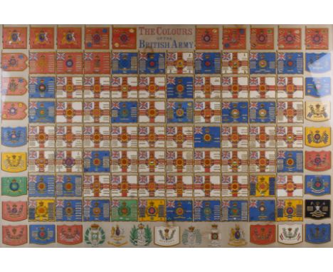 A possibly late 19th century chromolithograph of 'The Colours of the British Army'. Published by Day and Son, framed and glaz