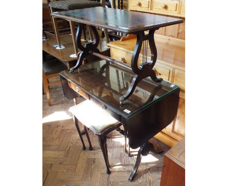 Nest of two tables, an Edwardian style coffee table and a glass topped sofa table