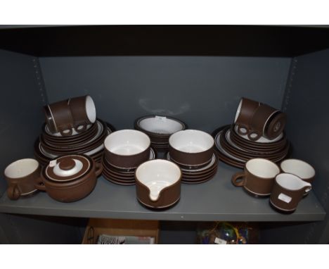 A retro Hornsea pottery part dinner service, stamped 'Lancaster Vitramic Hornsea England' Includes cups, saucers, small turee