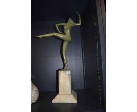 An impressive art deco green patina bronze dancing figure Tanzer (The Dancer) circa 1930 by Felix Weiss Austrian born sculptu