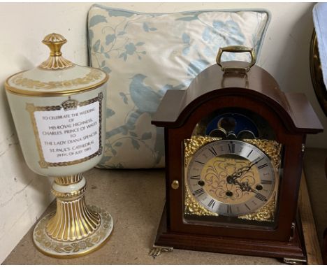 A Franz Hermle Mantle clock together with a limited edition Spode Royal wedding Chalice No 102/500