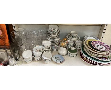 A Colclough Indian Tree Pattern part tea service together with assorted plates, drinking glasses etc 