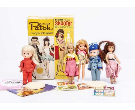 a Pedigree Patch box only, a Mattel Skooter box only, three 1960s Barbie catalogues, 1970s Sindy catalogue, two Mattel Tutti 
