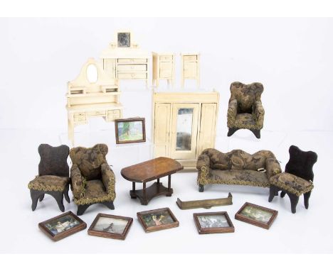 a white painted bedroom set comprising wardrobe —8 1/2in. (21.5cm.) high, two bedside cabinets and two dressing tables (repai
