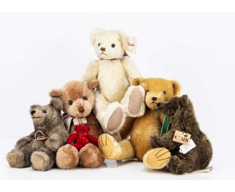 Two Gund teddy bears, two Sunkid bears and two Kosen bears, all with tags --10in. (26cm.) high