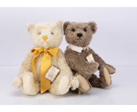 both made exclusively for the UK and Ireland, 2004 bear with caramel mohair, 881 of 4,000 and 2000 bear with champagne mohair