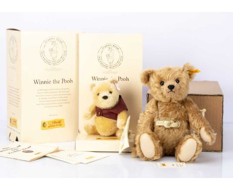 18207 for the year 2001, in original box with certificate and outer packaging; and a Steiff for Danbury Mint Centenary bear, 