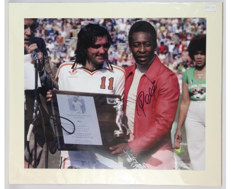 Pele Football signed print -  with George Best, signed in black pen, 69x60 cm, With sporting memorabilia certificate of authe