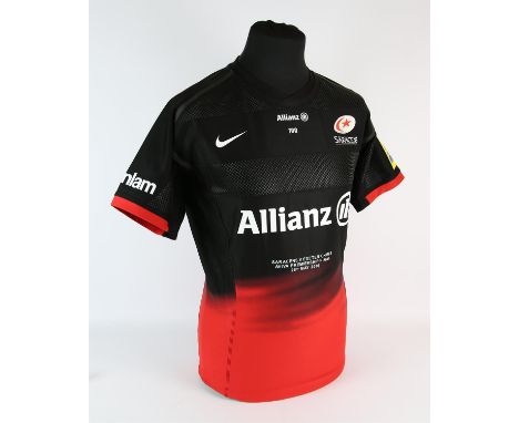 Saracens 2016 Aviva premier final shirt, Hodgson (No.10)  English rugby player who played for the premiership Rugby side Sara