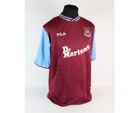 West Ham United Football club, Clarke (No.38) Season shirt from 2002-2003, S/S. Squad signed. Provenance kitman. 