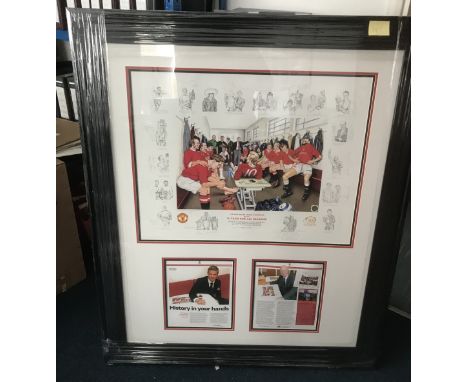 Man Utd multiple signed print A Team for All Seasons. A colour lithograph produced by Stewart Becket Studios, a limited editi