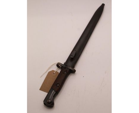 Simson and Co of Suhl marked M1871/84 Mauser knife bayonet, complete with scabbard. Serial no. B4368. Blade L28cmSHIPPING £38