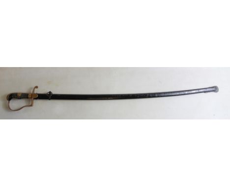 WWI German Officers dress Sword. Single edge fullered slightly curved 84cm blade. Ricasso stamped with 'ALCOSO' 'AC', above a