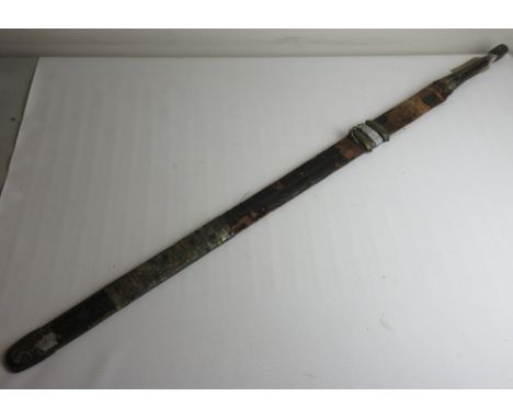 C19th century Kattara-style sword with weighted pommel, with original wooden scabbard in poor condition; two unmounted straig