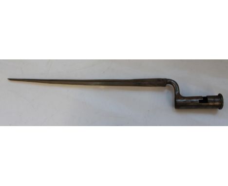 Early British 1700-1750 pattern Brown Bess bayonet, without scabbard or markings. Blade L40cmSHIPPING £38.00 PLUS VAT (UK ONL