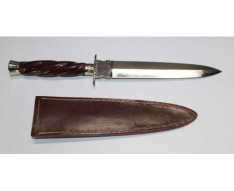 J.E. Middleton & Sons of Rockingham Sheffield. Double edge dagger full tang with hard wood barley twist handle, steel cross g