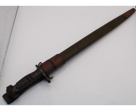 WWI P17 US Army Remington Bayonet. Dated 1918 with grenade stamp. Complete with original leather scabbard, frog and steel end