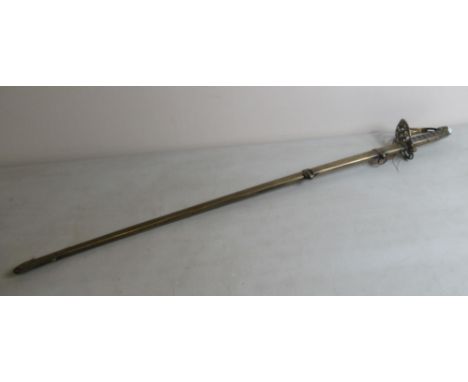 1845 pattern Infantry Officer's sword with brass folding guard adorned with VR cypher, with Buckmaster maker's mark to ricass