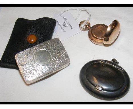 A sovereign case, silver snuff box and one other 