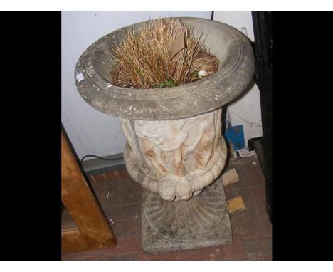 A large classical shaped garden urn - 98cm high CONDITION REPORTlooks to be stonelarge crack to the base