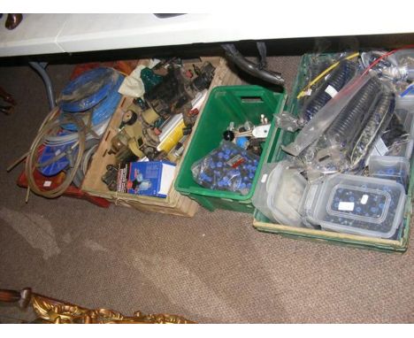 Four boxes of air compressor tools and fittings, including Sealey Air Filter / Regulator in box, model SA2FR