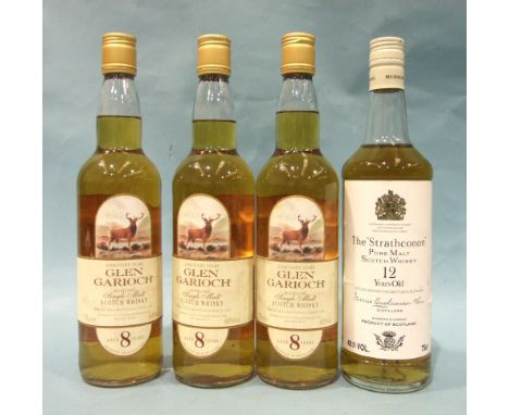 Glen Garioch Highland Single Malt Scotch Whisky 8-year-old, 40%, 70cl, (three bottles) and the "Strathconon" Pure Malt Scotch